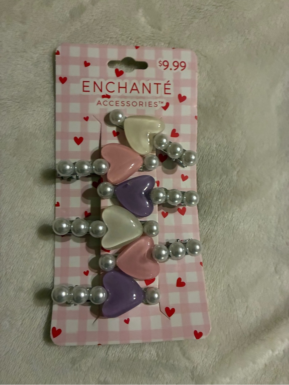 Charter Club Pastel Heart Pearl Clip Set - Pink, Purple, Cream